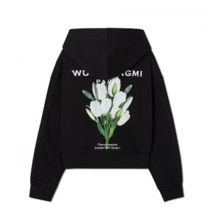 우영미 22SS 플라워 프린트 백로고 후드(블랙, 화이트)