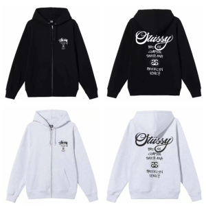 스투시 월드투어 후드 집업 블랙