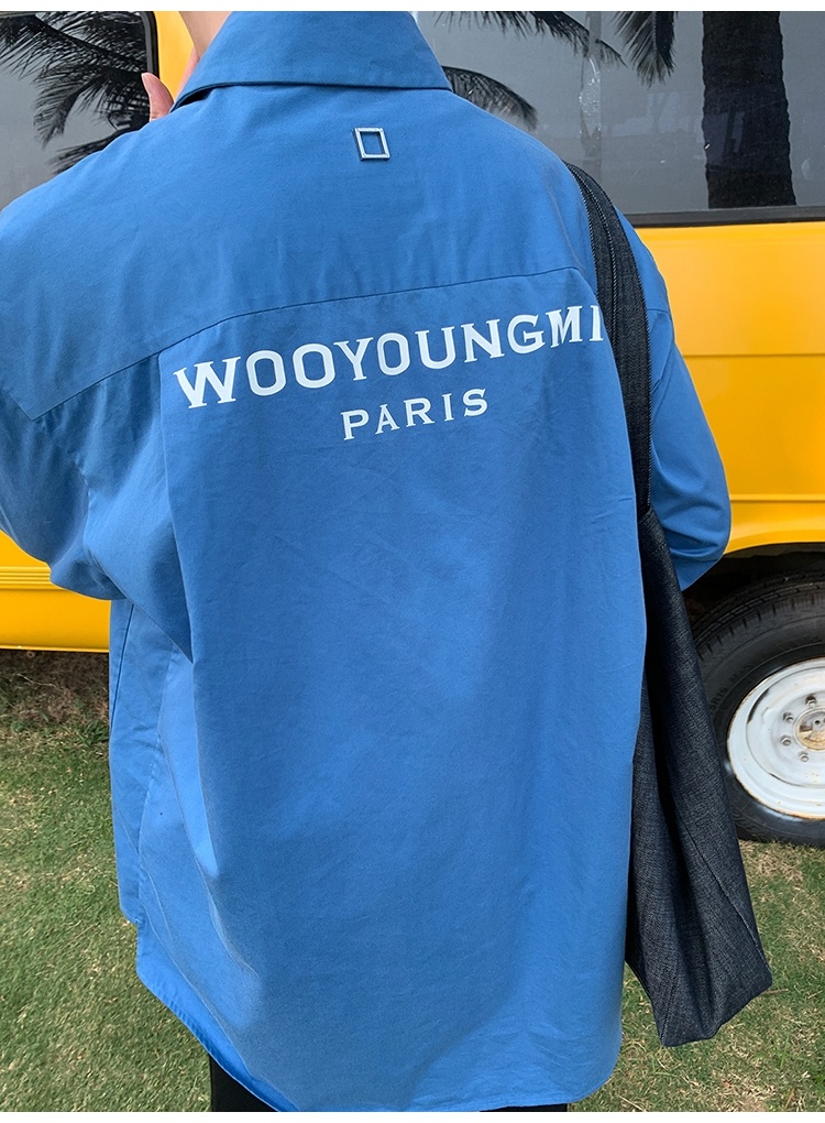 우영미 백로고 코튼셔츠(블루)